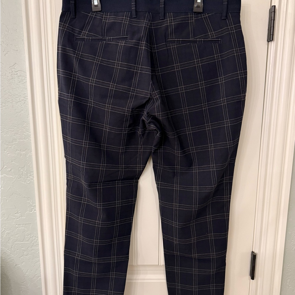 ZARA Men's Navy and Gray Check Plaid Dress Pants - Picture 2 of 3